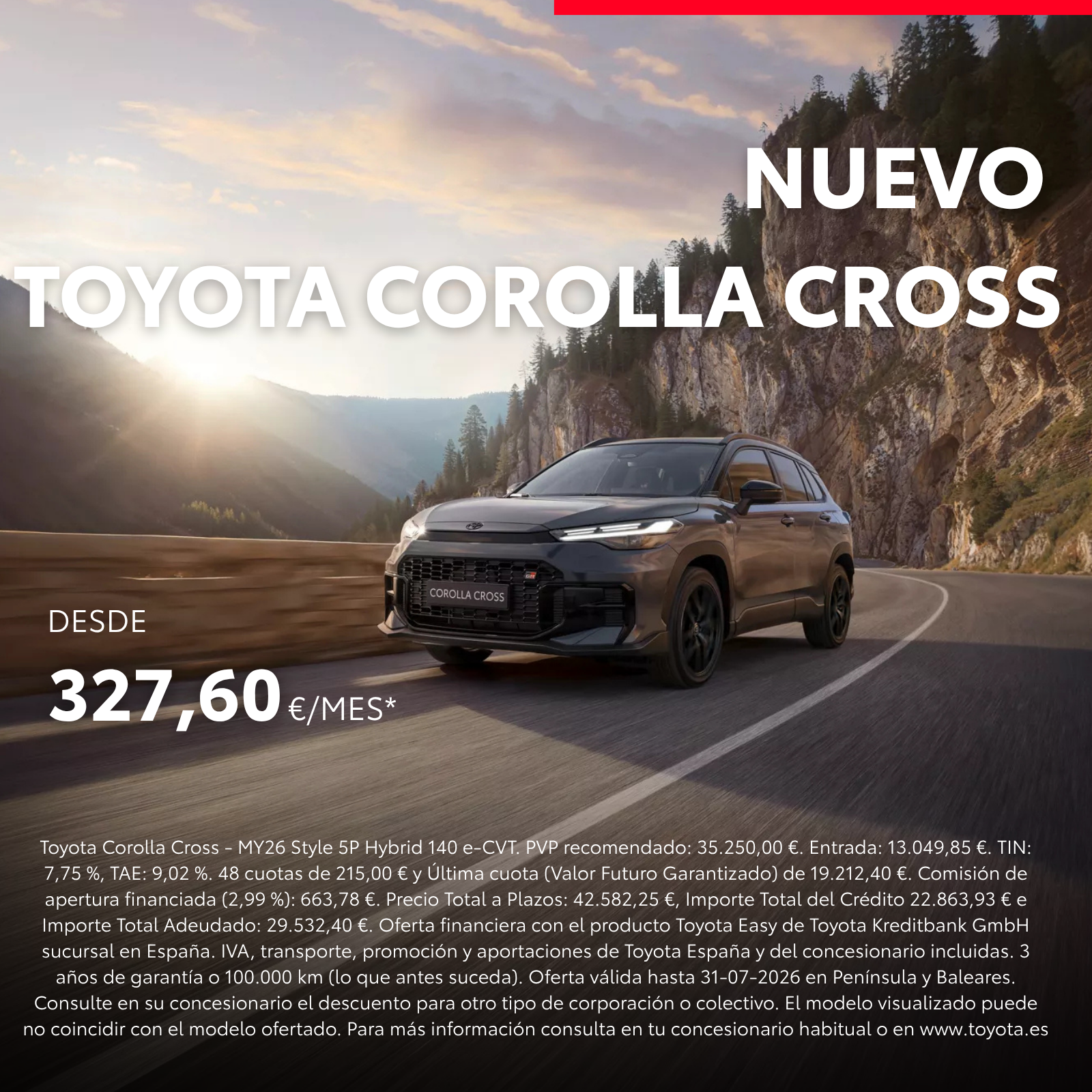 Oferta nuevo Toyota Corolla Cross híbrido descuento en Compostela Móvil Santiago Galicia