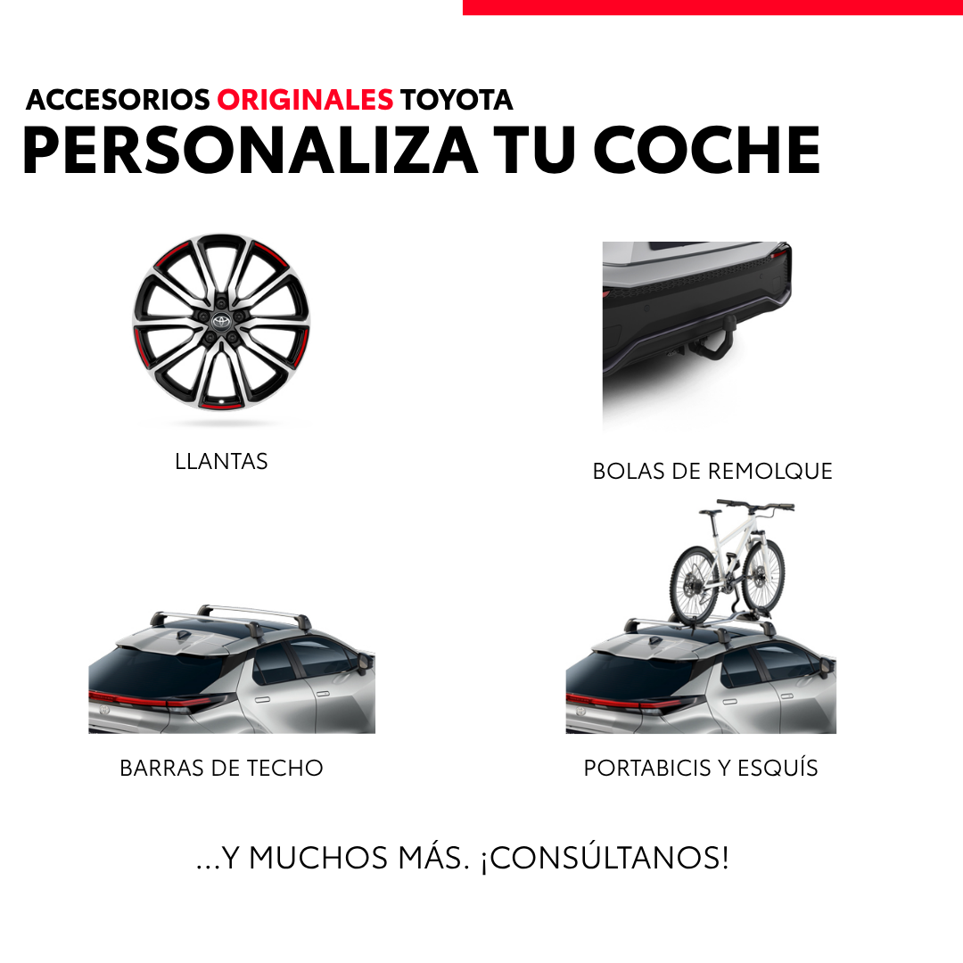 Accesorios originales Toyota para personalizar el coche: llantas, barras de techo, bolas de remolque y portabicis