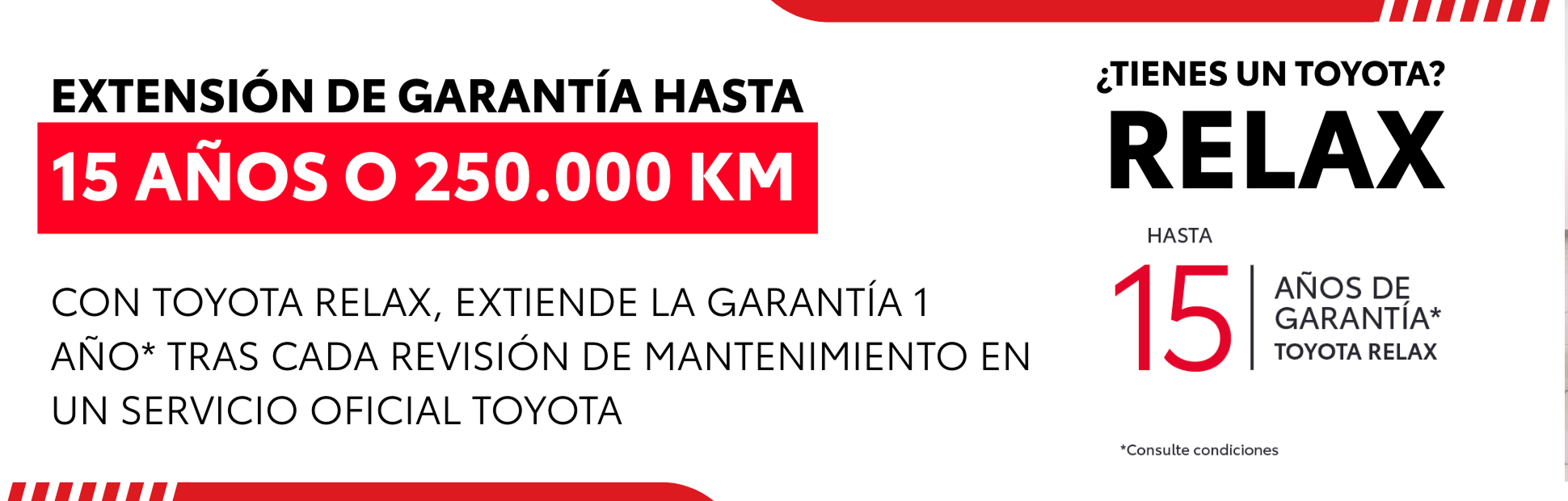 Promoción Toyota Relax: extensión de garantía hasta 15 años o 250.000 km con cada revisión en un servicio oficial Toyota