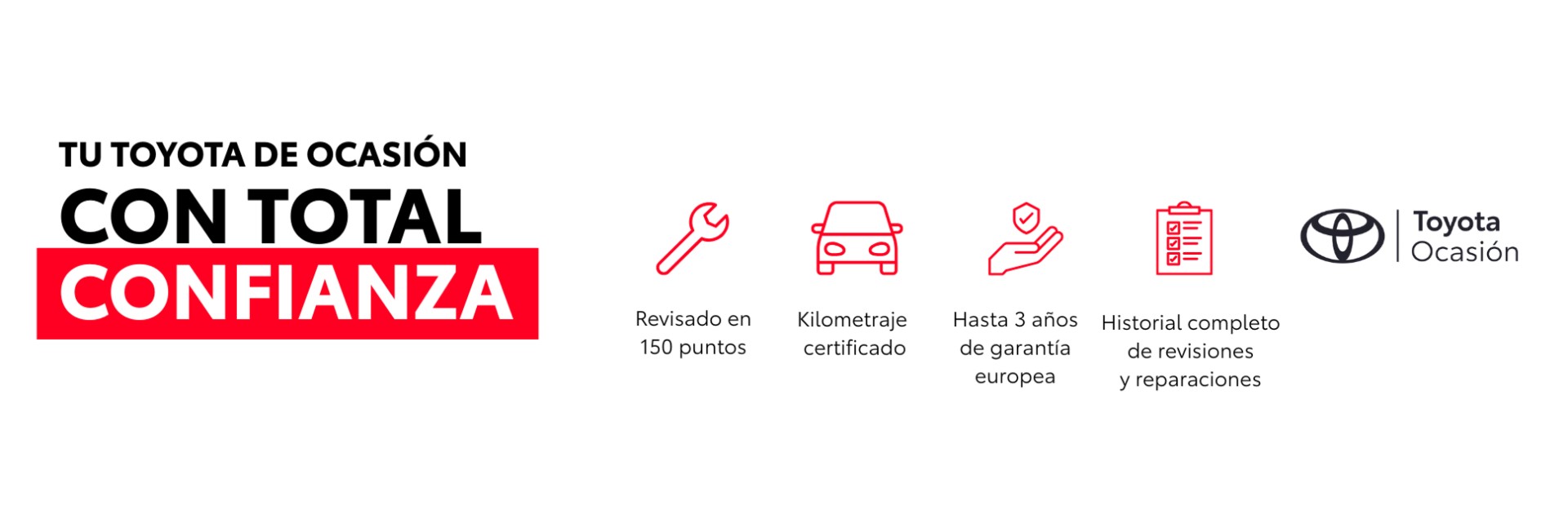 Garantías de Toyota Ocasión: revisado en 150 puntos, kilometraje certificado, hasta 3 años de garantía europea e historial completo de revisiones