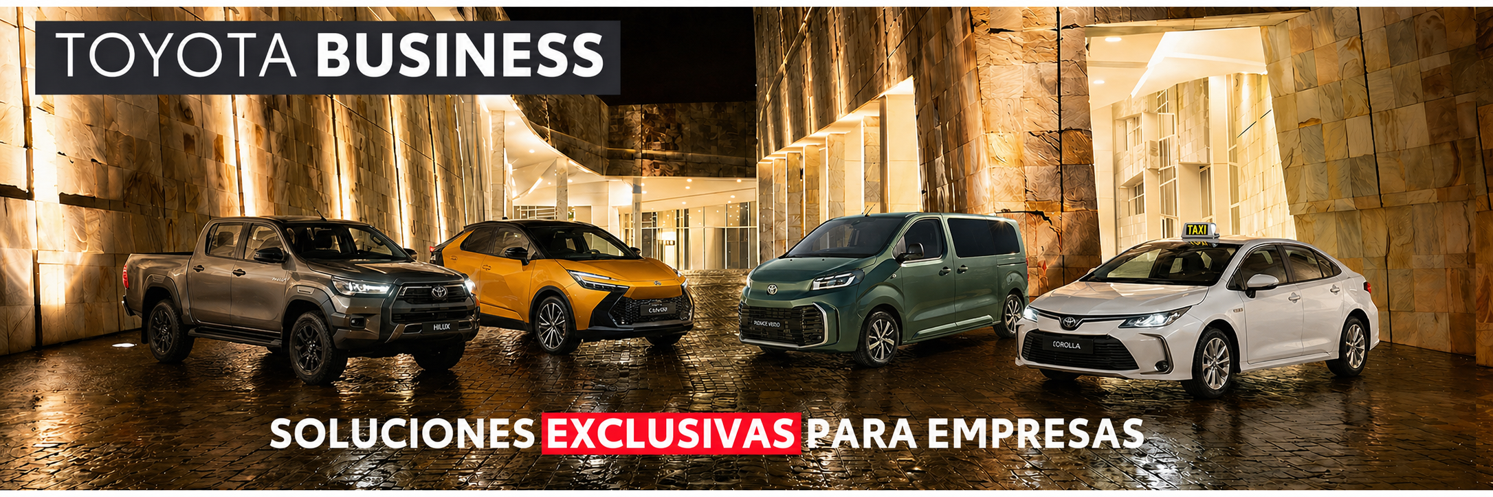 Gama de vehículos Toyota para empresas bajo el lema «Toyota Business: soluciones exclusivas para empresas»