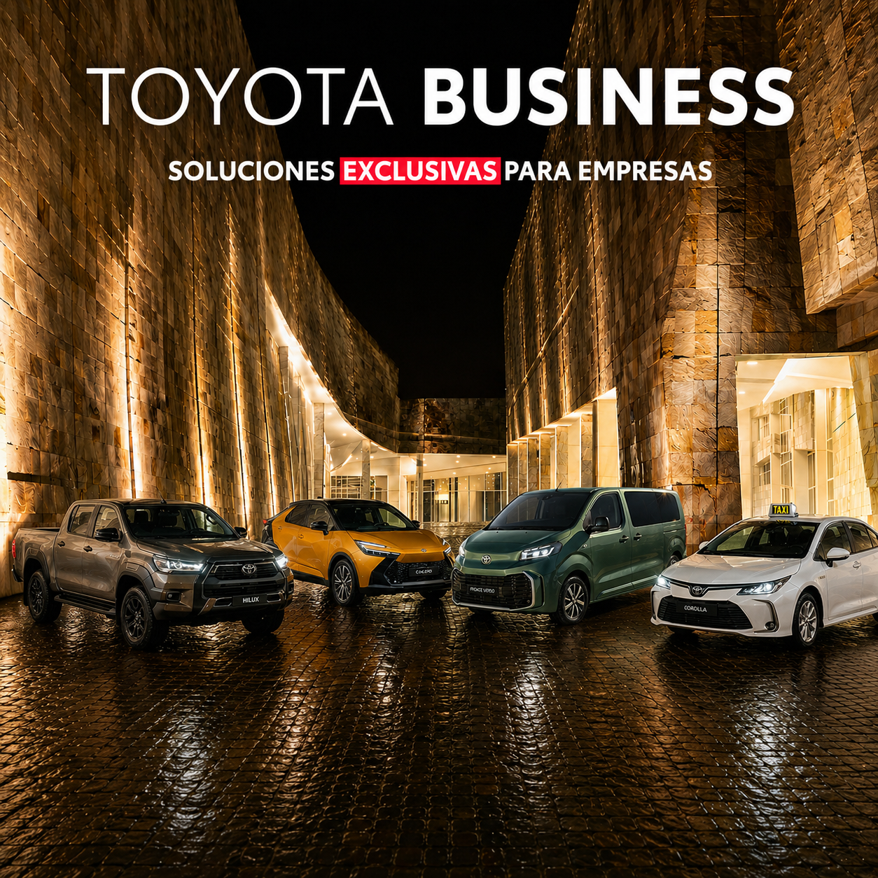 Gama de vehículos Toyota para empresas bajo el lema «Toyota Business: soluciones exclusivas para empresas»