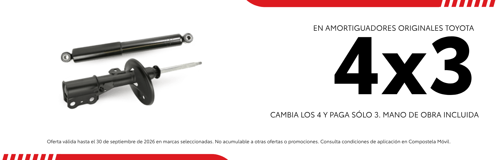 Oferta amortiguadores 4x3 en el Servicio Técnico Toyota taller Compostela Móvil Santiago, Galicia.