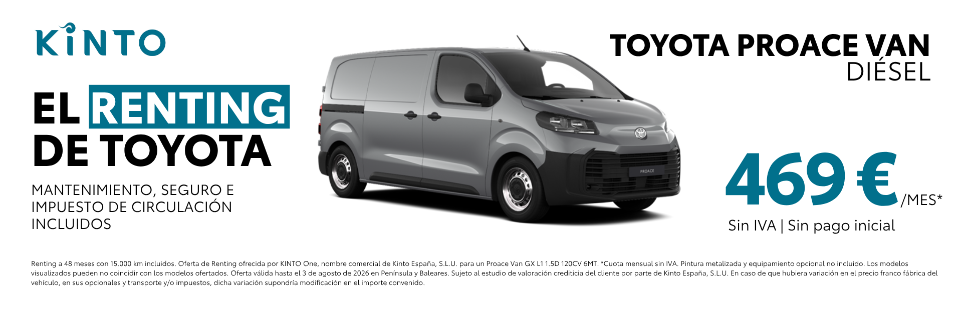 Oferta Renting furgoneta Toyota Proace Van en Toyota Compostela Móvil Santiago de Compostela, Galicia