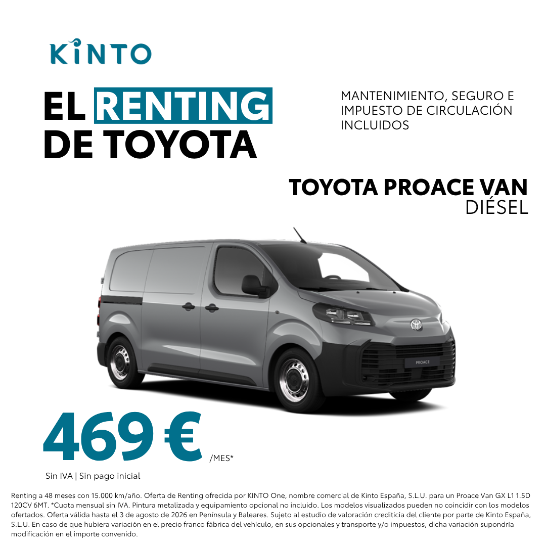 Oferta Renting furgoneta Toyota Proace Van en Toyota Compostela Móvil Santiago de Compostela, Galicia