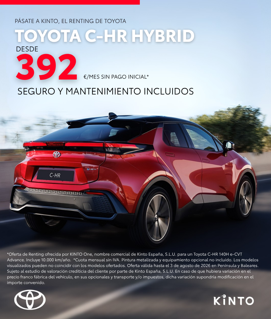 Oferta Renting Kinto Toyota C-HR Hybrid 140 Compostela Móvil Santiago Galicia